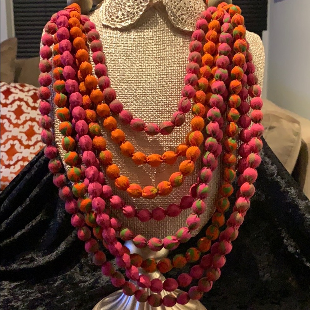 Really fun bright clothe 8 strand necklace